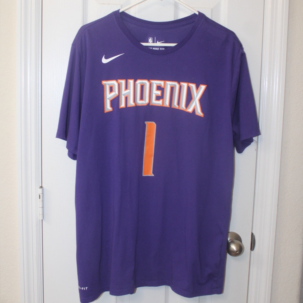 NBA XL Phoenix Suns #1 Booker Purple Nike Dri fit Short Sleeve T-shirt NEW